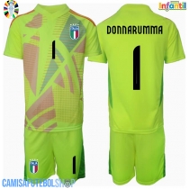 Camisa de time de futebol Itália Gianluigi Donnarumma #1 Goleiro Replicas 1º Equipamento Infantil Europeu 2024 Manga Curta (+ Calças curtas)